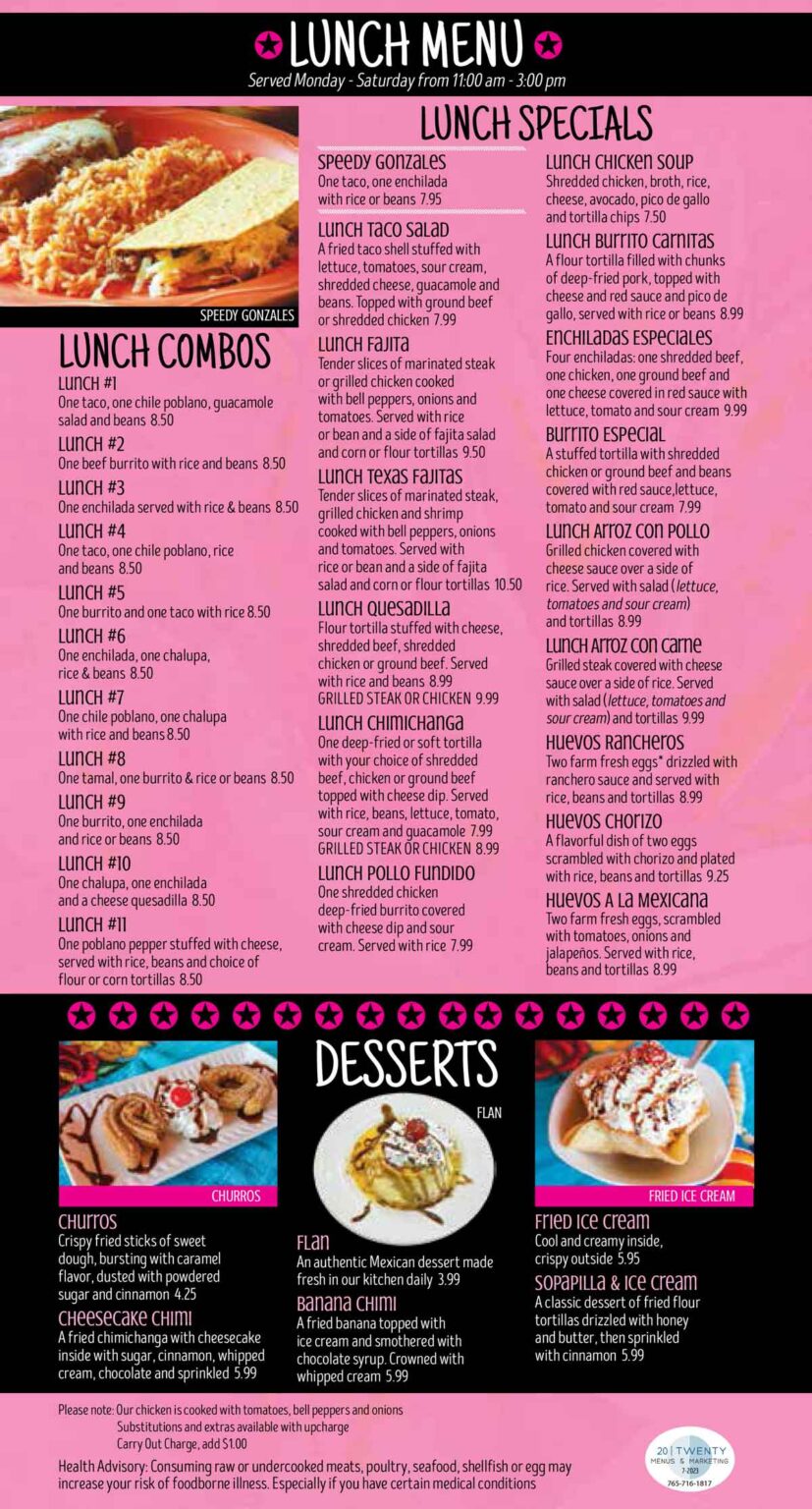 Our Menu Margarita Factory